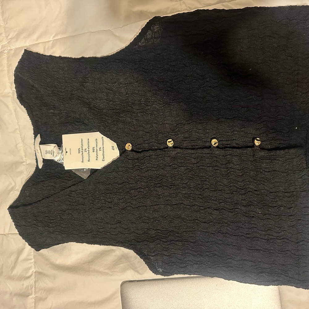 Black Textured Vest